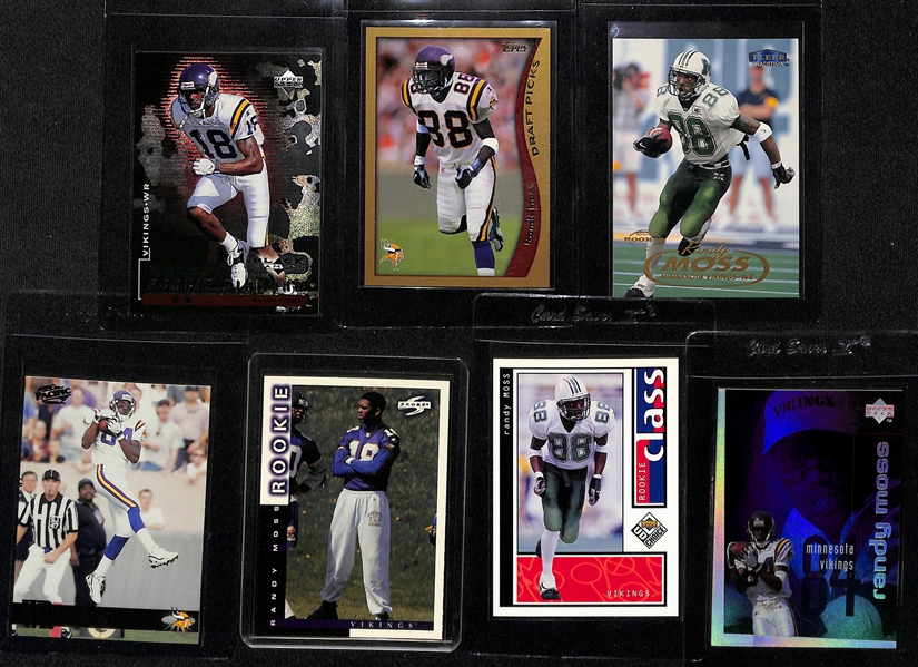 Lot of (30+) 1998 Randy Moss Rookie Cards + 5 Unopened 1998 Score Unopened Packs w. Moss On Top