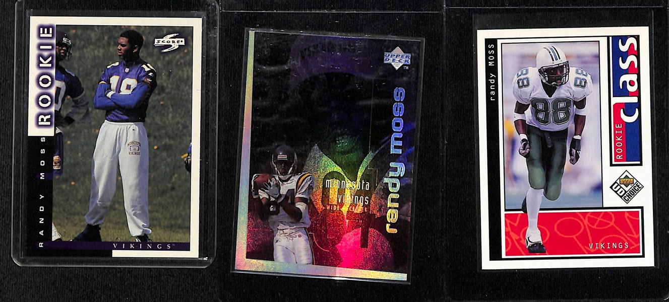 Lot of (30+) 1998 Randy Moss Rookie Cards + 5 Unopened 1998 Score Unopened Packs w. Moss On Top
