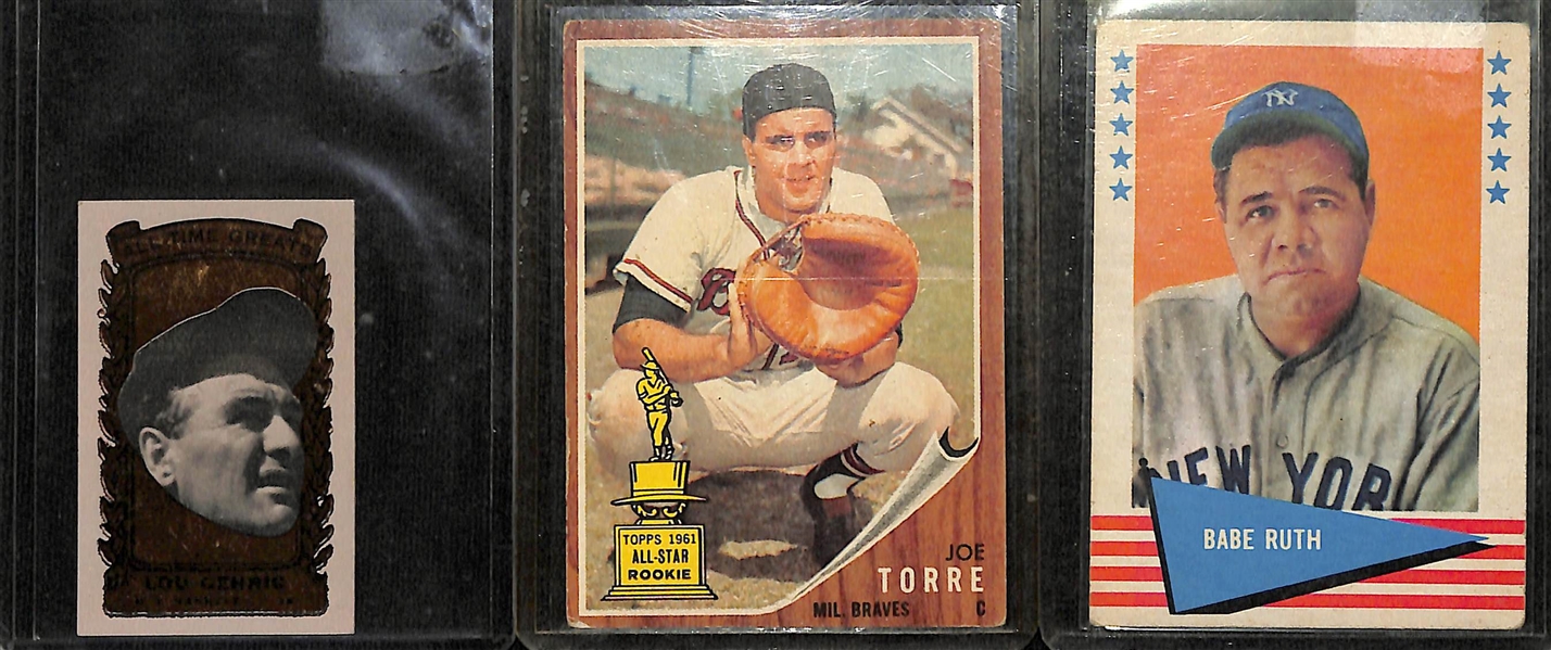 Lot of (21) Mostly 1960s Baseball Cards w. 1961 Fleer Babe Ruth, 1962 Topps Joe Torre and More