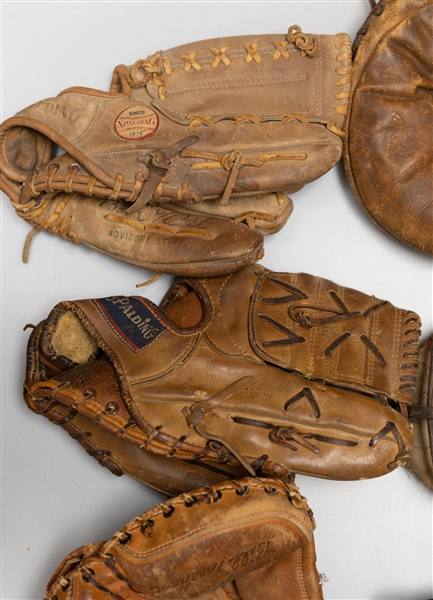 Vintage Baseball Memorabilia Lot w.(7) Gloves, Catchers Mask, Spalding Babe Ruth Model Glove