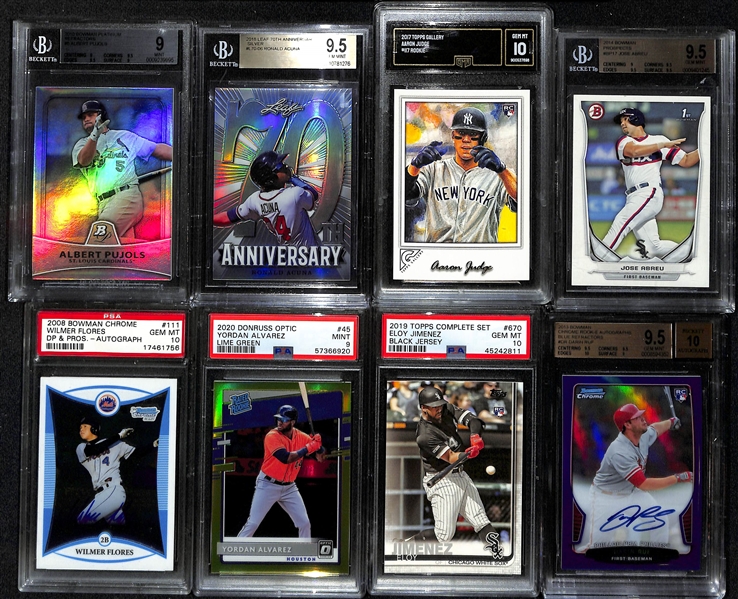 Lot of (8) Graded Rookie MLB Baseball Card Lot w. Albert Pujols, Acuna, Judge and Others