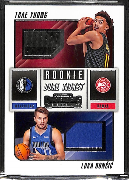 2018-19 Panini Contenders Basketball Luka Doncic & Trae Young Dual Ticket Patch Rookie Card