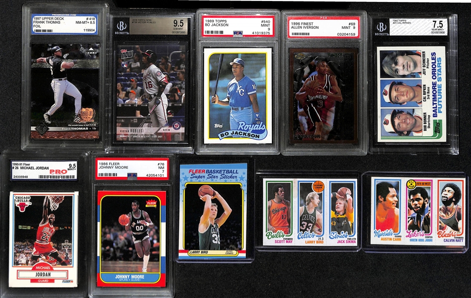 Lot of (65+) Mixed Sports lot w. 1980-81 Larry Bird, Michael Jordan, Cal Ripken RC, and More!