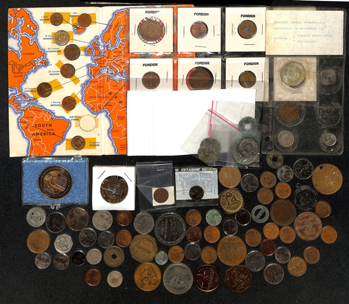  Lot of Approx (60+) Foreign Coins & Commemmorative Coins