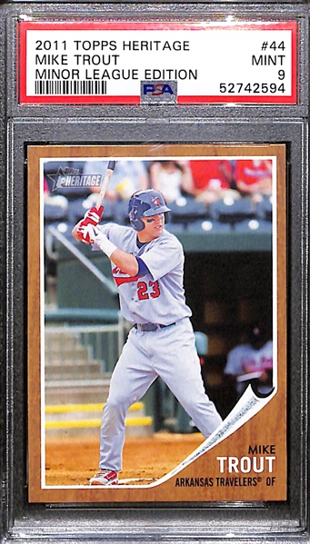 2011 Topps Heritage Minor League #44 Mike Trout Rookie Card Graded PSA 9 Mint