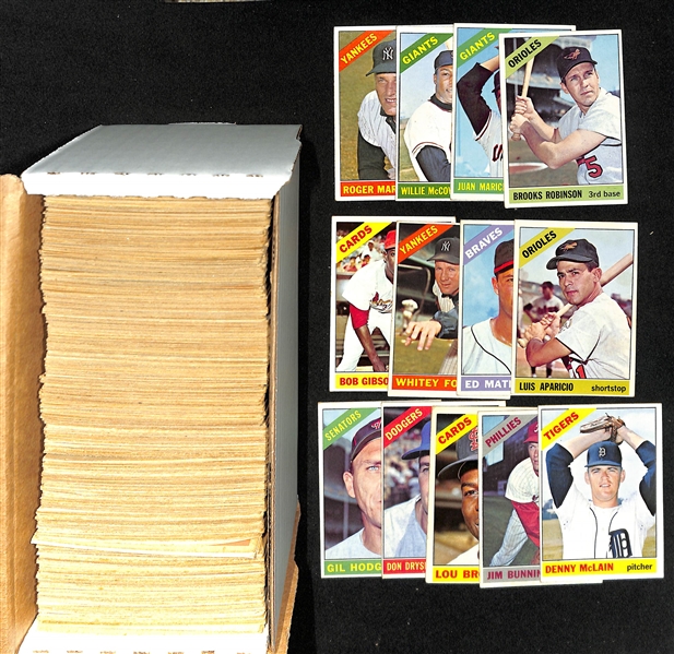 Lot of Approx (350+) 1966 Topps Baseball Cards w. Maris & McCovey