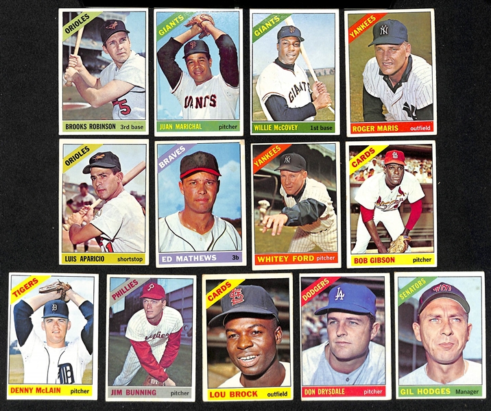 Lot of Approx (350+) 1966 Topps Baseball Cards w. Maris & McCovey