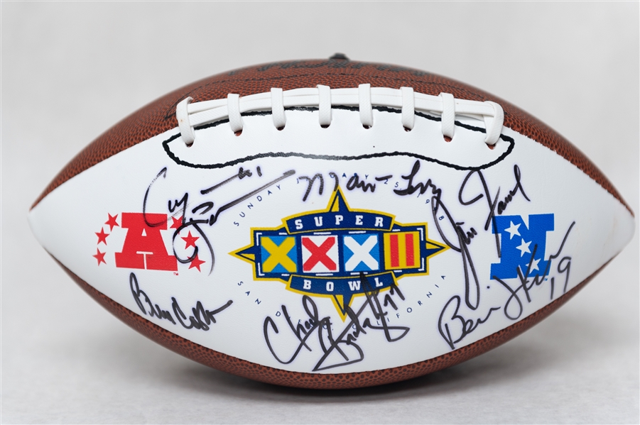 Super Bowl XXXII Autographed Football w. (12+) Signatures Inc. Peyton Manning, Gale Sayers and Others (JSA Cert.)