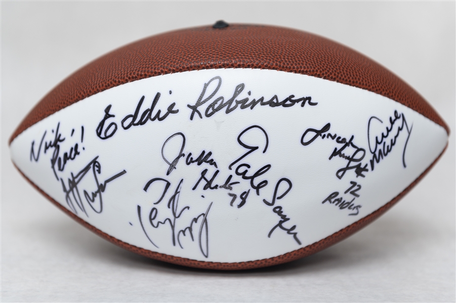 Super Bowl XXXII Autographed Football w. (12+) Signatures Inc. Peyton Manning, Gale Sayers and Others (JSA Cert.)
