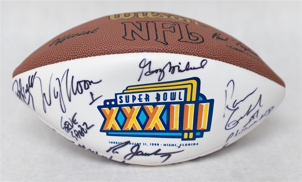 Lot of (3) Multi Autographed Super Bowl Footballs w. (35+) Signatures Inc. Frank Gifford, Tom Landry, Staubach and More! (JSA Auction Letter)