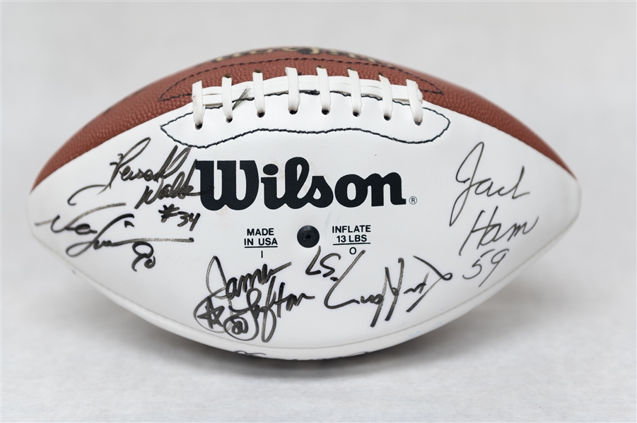 Autographed Football w. (20+) Signatures Inc. Tom Landry, Anthony Munoz, & Jack Hamm (JSA Auction Letter)