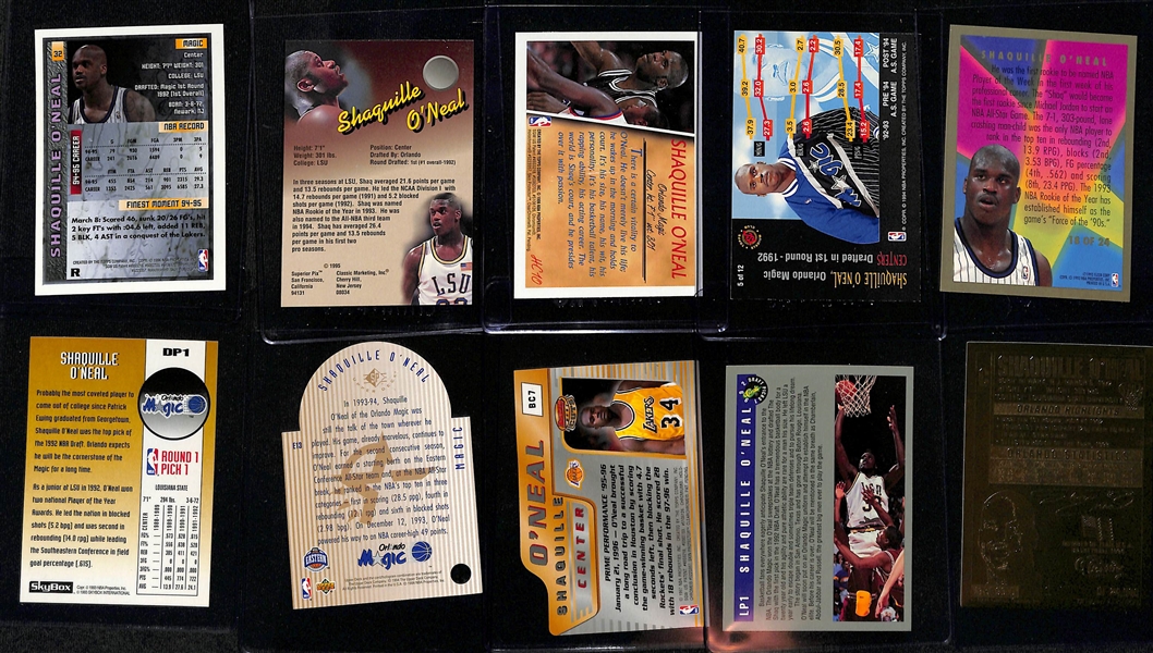 Lot of (10) Shaquille O'Neal Inserts and Rookies Including Classic Superior Pix Autograph #d /200