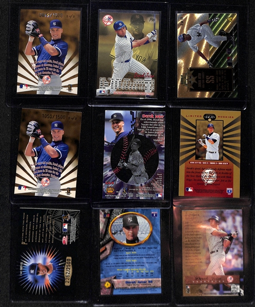 Lot of (45+) Derek Jeter Baseball Cards w. Many Inserts and Rookies Including 1997 Donruss Elite Passing the Torch Auto #d /1500