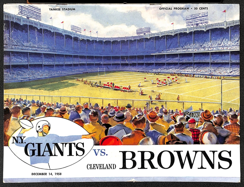 Vintage Sports Ephemera Lot w. 1958 Giants vs. Browns NFL Program