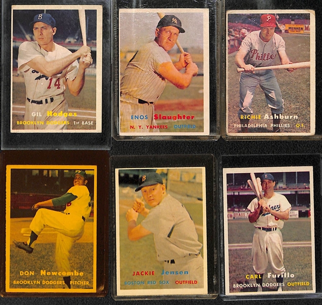  Lot of (25) 1957 Topps Baseball Cards w. HOFer Gil Hodges