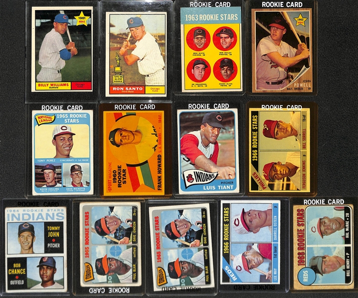  Lot of (25) Topps Baseball Rookie Cards from 1960-1969 w. 1961 Billy Williams & 1961 Ron Santo 