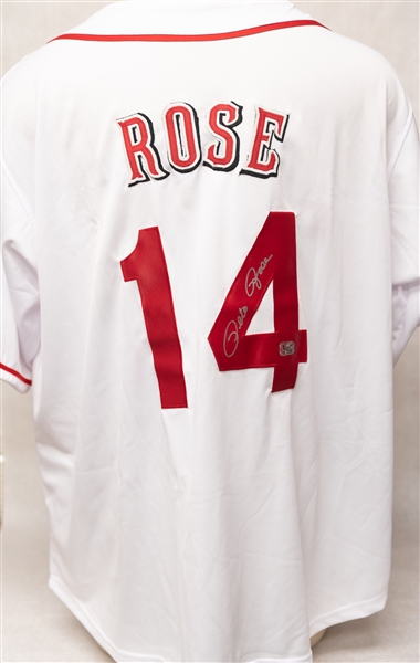 Pete Rose Signed Hit King Custom Jersey (Pete Rose Fiterman Sports Sticker of Authorization)