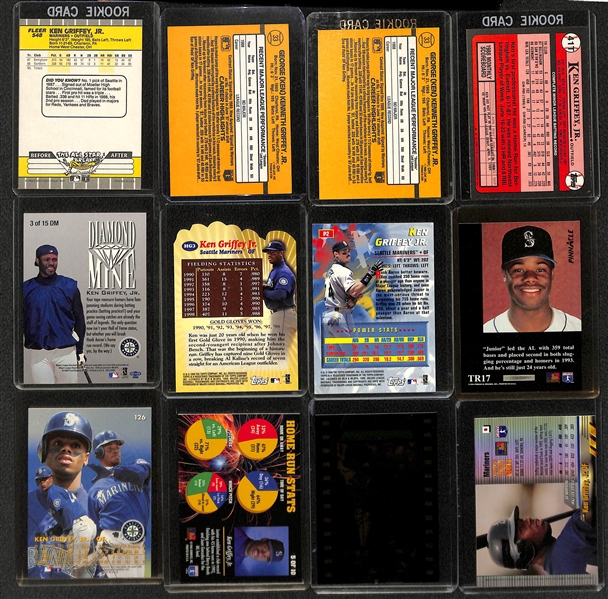 Lot of (77) Ken Griffey Jr Cards from 1989-2006 w. 1989 Fleer Rookie Card 