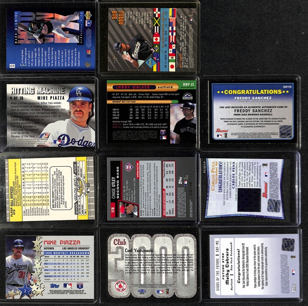 Lot of (100+) Baseball Stars, Autograph, Relic, & Insert Cards from 1984-2000 w. 1997 Bowman Kerry Wood Autograph Rookie & 1999 Topps Josh Hamilton Auto Rookie Card