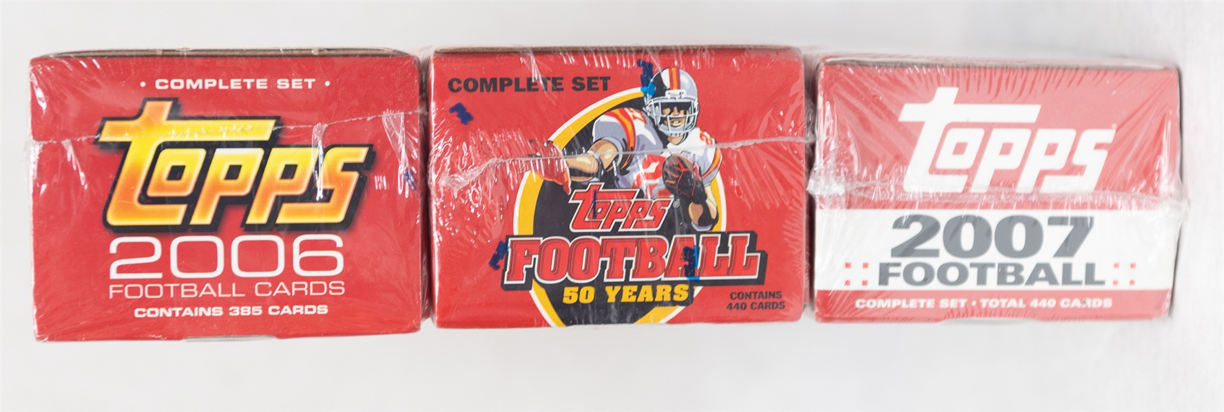 2005 (Aaron Rodgers Rookie Year), 2006 & 2007 Topps Football Sealed Complete Sets