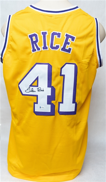 Lot of (3) Autographed NBA Style Jerseys w. Larry Johnson, Glen Rice, and Damon Stoudamire (PSA, Beckett & JSA Certs)