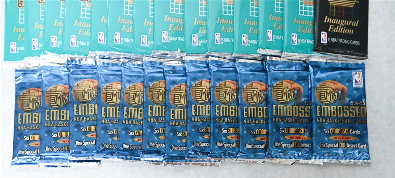 Lot of (45+) Sealed Basketball Hobby Packs w. (12) 1994-95 Topps Embossed and (35+) 1990-91 Skybox Series 2