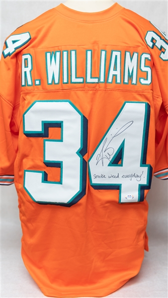 Lot of (4) Autographed Football Jerseys w. Ricky Williams, Carson Palmer and Others (PSA, JSA, RSA, and Beckett Certs)
