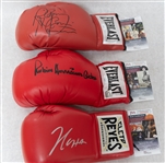 (3) Signed Boxing Gloves - Hurricane Carter (JSA), Ray " Boom Boom" Mancini (JSA), Julio Cesar Chavez Sr. (JSA)