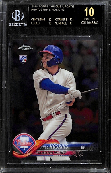 2018 Topps Chrome Update Rhys Hoskins (Phillies) Rookie Card Grade a Perfect BGS Black Label Pristine 10 (All 10 Subgrades)