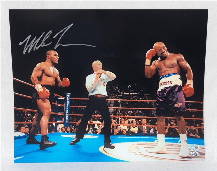 Mike Tyson Signed 16x20 Photo - Showing Evander Holyfield Following the Ear Bite (Beckett COA)