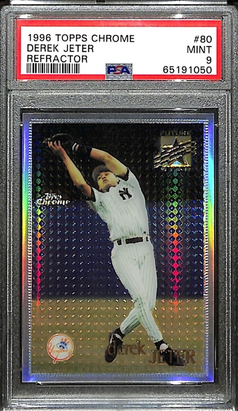 1996 Topps Chrome Derek Jeter Future Star Refractor #80 Graded PSA 9 Mint (His Official Rookie Year!)