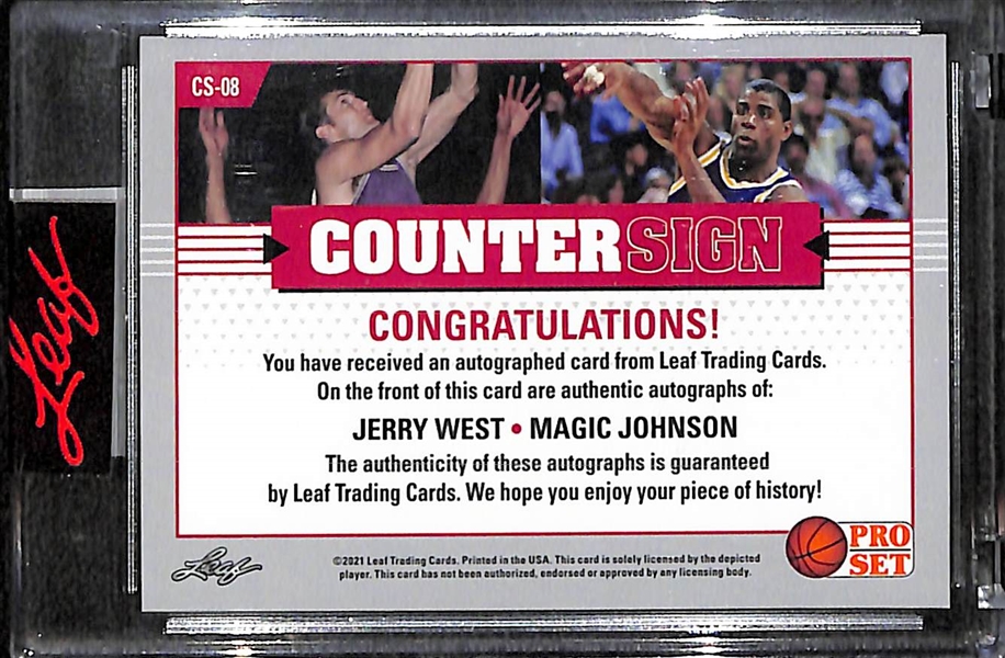 2022 Leaf Pro Set Counter Sign Magic Johnson & Jerry West Dual Autograph Card #ed 4/4!