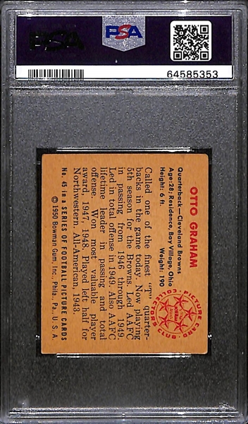 1950 Bowman Football Otto Graham Rookie Card (Nice Centering!) Graded PSA 3.5 VG+
