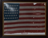 Circa 1908-1912 Vintage 46-Star 30"x40" American Flag (Flew in Gettysburg, PA) in 37"x46" Frame