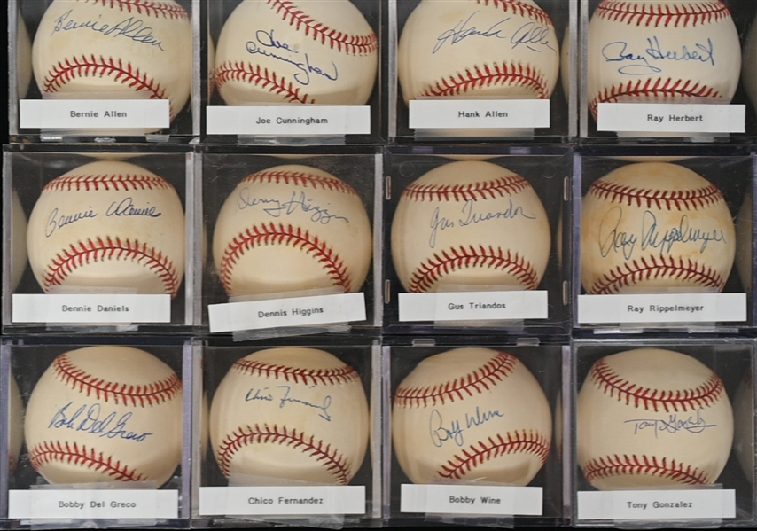 Lot of (12) Vintage Single Signed Baseballs w. Gus Triandos, Bob Wine, & Bobby Del Greco - JSA Auction Letter