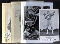 Lot of (6) Autographed Sports Photos w. Joe Montana, Dan Marino, Bob Cousy, and Others (JSA Auction Letter)