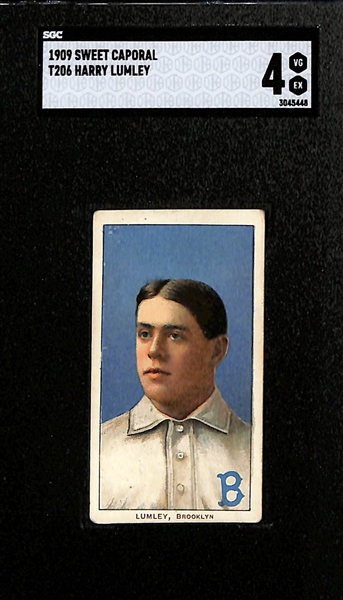 1909-11 T206 Harry Lumley (Brooklyn Dodgers - Sweet Caporal Back) Graded SGC 4