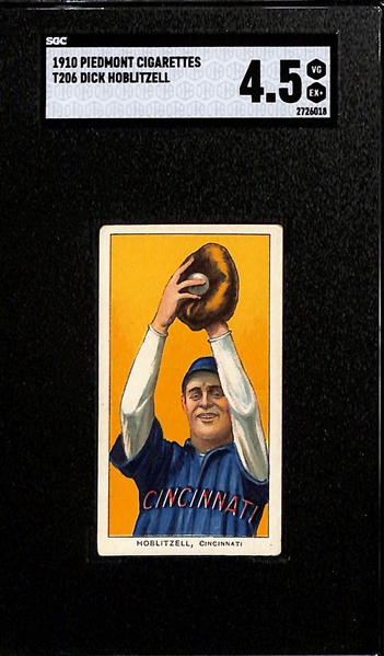 1909-11 T206 Dick Hoblitzell (Cincinnati  - Piedmont 350 Back) Graded SGC 4.5
