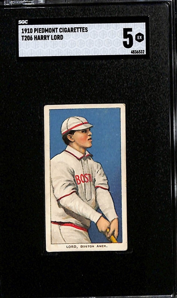 1909-11 T206 Harry Lord (Boston Red Sox - Piedmont 350 Back) Graded SGC 5