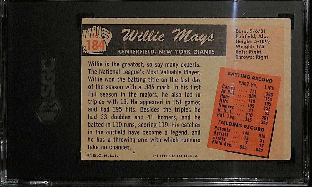 1955 Bowman Willie Mays #184 Graded SGC Authentic