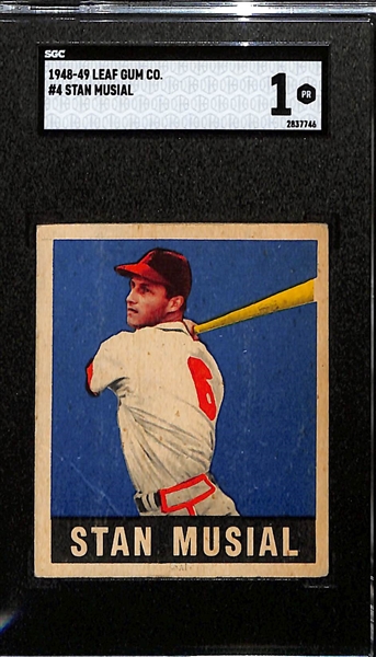 1948 Leaf Gum Co. Stan Musial #4 Rookie Card Graded SGC 1