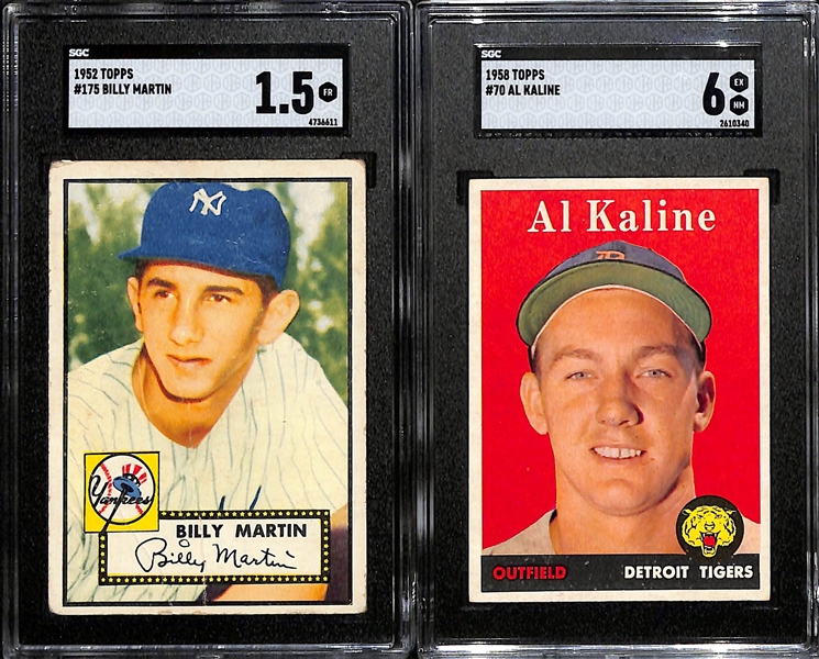 (2) Graded Cards - 1952 Topps Billy Martin #175 (SGC 1.5) & 1958 Al Kaline #70 (SGC 6)