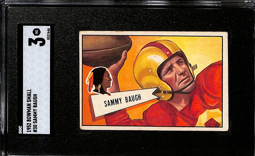 1952 Bowman Football Small - Sammy Baugh #30 (SGC 3) & Norm Van Brocklin #1 (SGC 2.5)