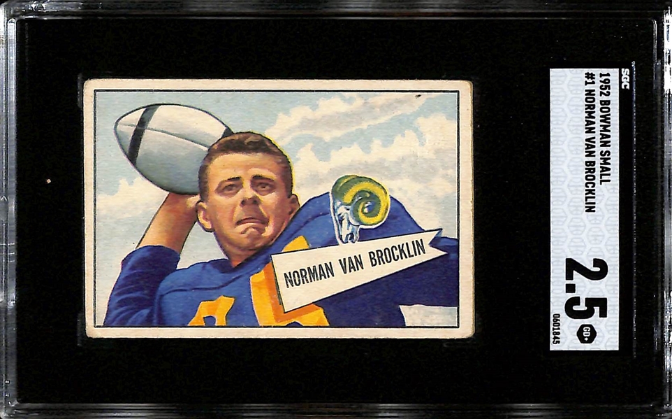 1952 Bowman Football Small - Sammy Baugh #30 (SGC 3) & Norm Van Brocklin #1 (SGC 2.5)