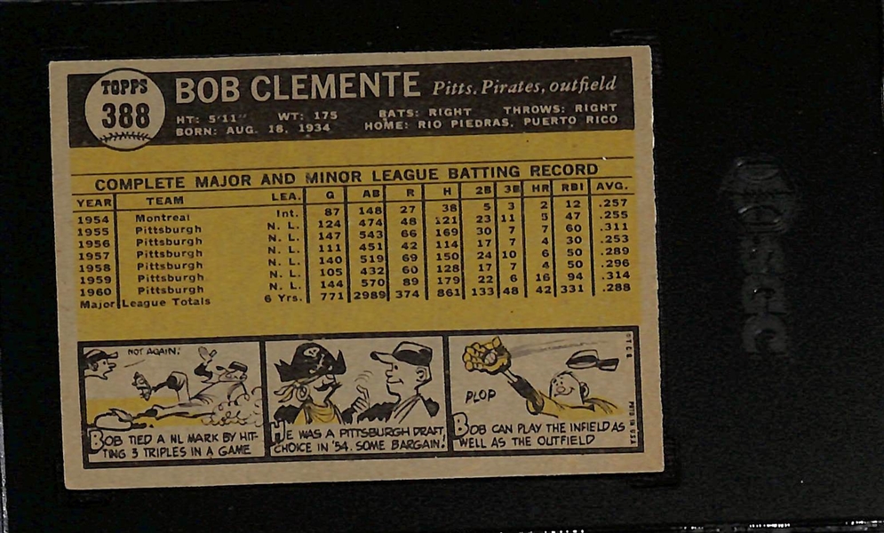 1961 Topps Roberto Clemente #388 Graded SGC 6