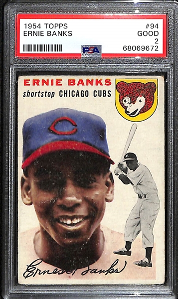 1954 Topps Ernie Banks #94 Rookie Card Graded PSA 2