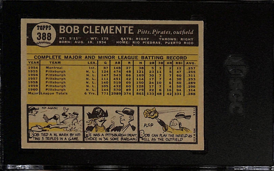 1961 Topps Roberto Clemente #388 Graded SGC 5.5