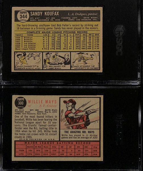 1961 Topps Sandy Koufax (SGC 4.5) & 1962 Topps Willie Mays (SGC 4.5)