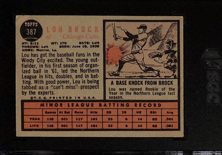 1962 Topps Lou Brock #387 Rookie Card Graded SGC 4