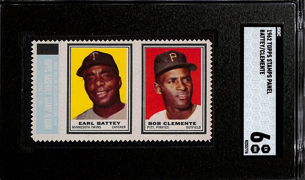 1962 Topps Stamps Panels - Bob Clemente/Battey (SGC 6) & Sandy Koufax/Adcock (SGC 3)